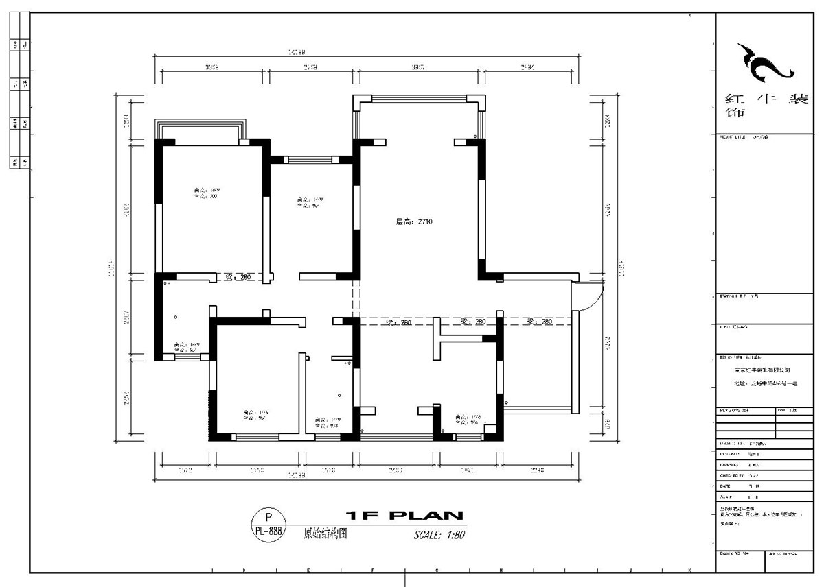顧娟｜帝源都-140㎡-現代簡約風格｜4室2廳2衛｜工程造價19萬｜00_01原始結構圖-Model