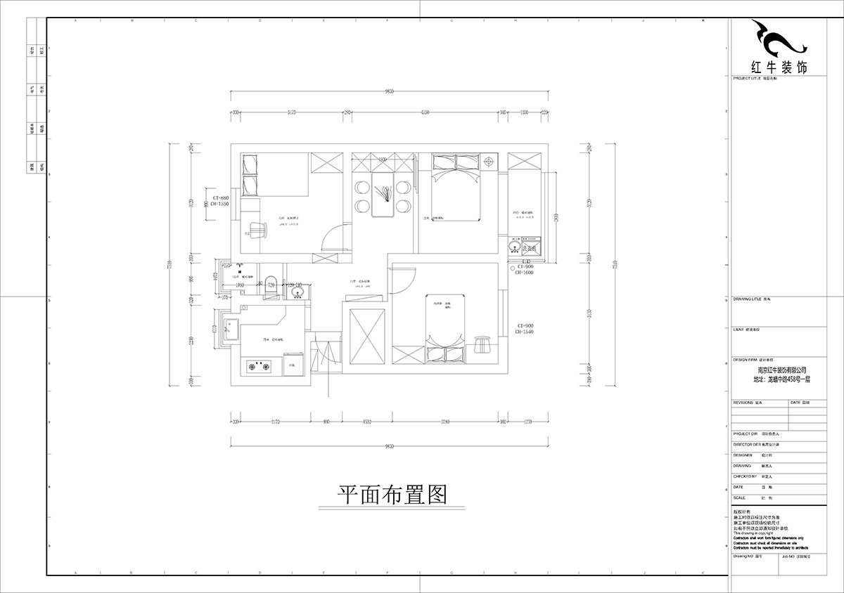 孟憲濤|峨嵋嶺12號5-403-64㎡-現代簡約風格|3室1廳1衛|新房裝修|定制家¥88600|全包10萬|00_02平面布置圖