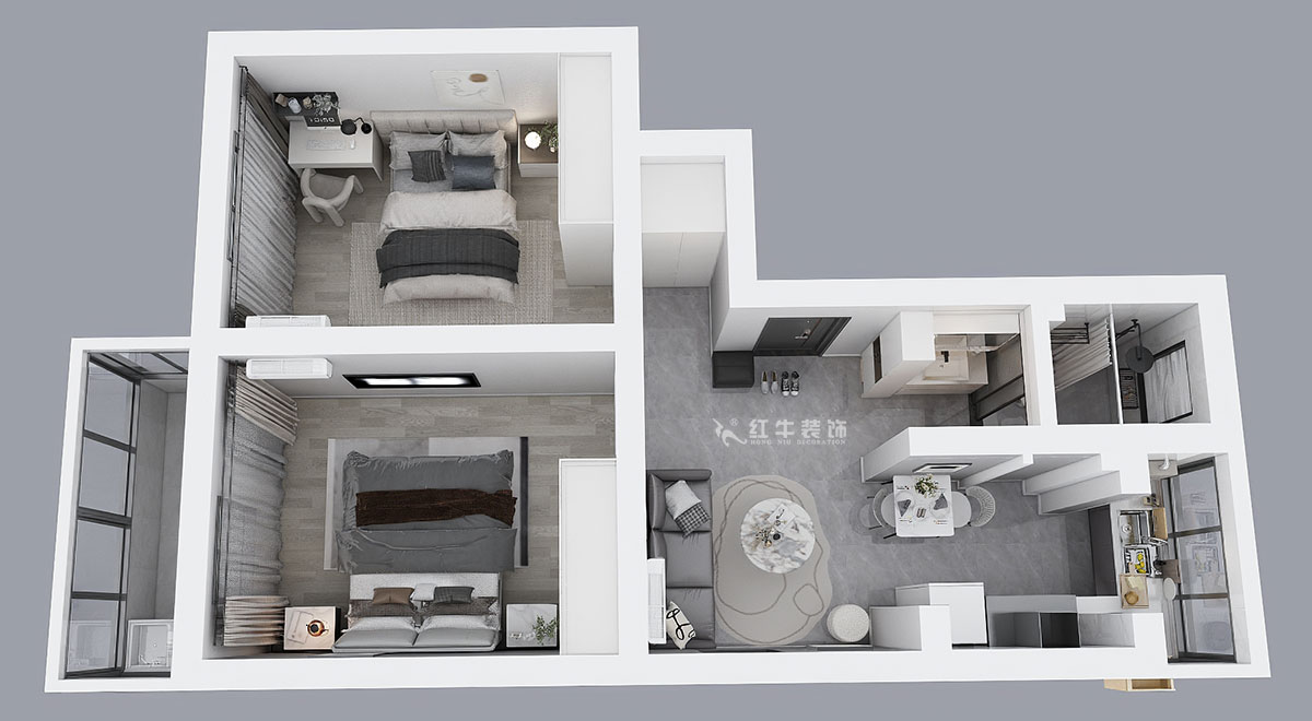 蔣琛｜驢子巷后街20號1-501-60㎡-現(xiàn)代簡約風(fēng)格｜2室1廳1衛(wèi)｜老房裝修｜定制家｜全包9