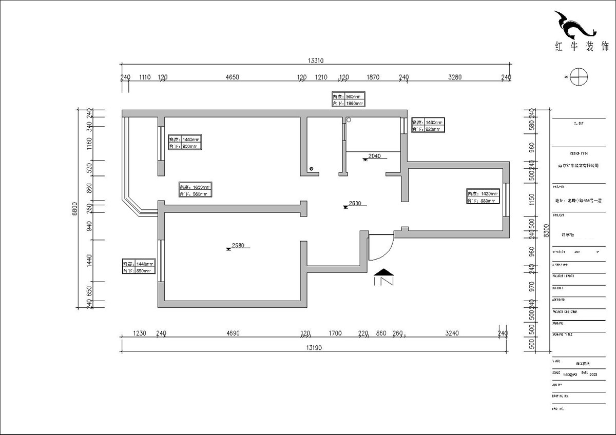 朱明琪｜評事街137號3-402-71㎡-原木風格｜3室2廳1衛｜老房改造｜定制家｜全包11萬｜00_01原始結構圖