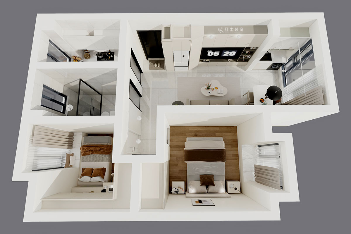 劉曉芳｜棠祥南苑1-1304-70㎡-現代風格｜2室2廳1衛｜新房裝修｜定制家｜全包11