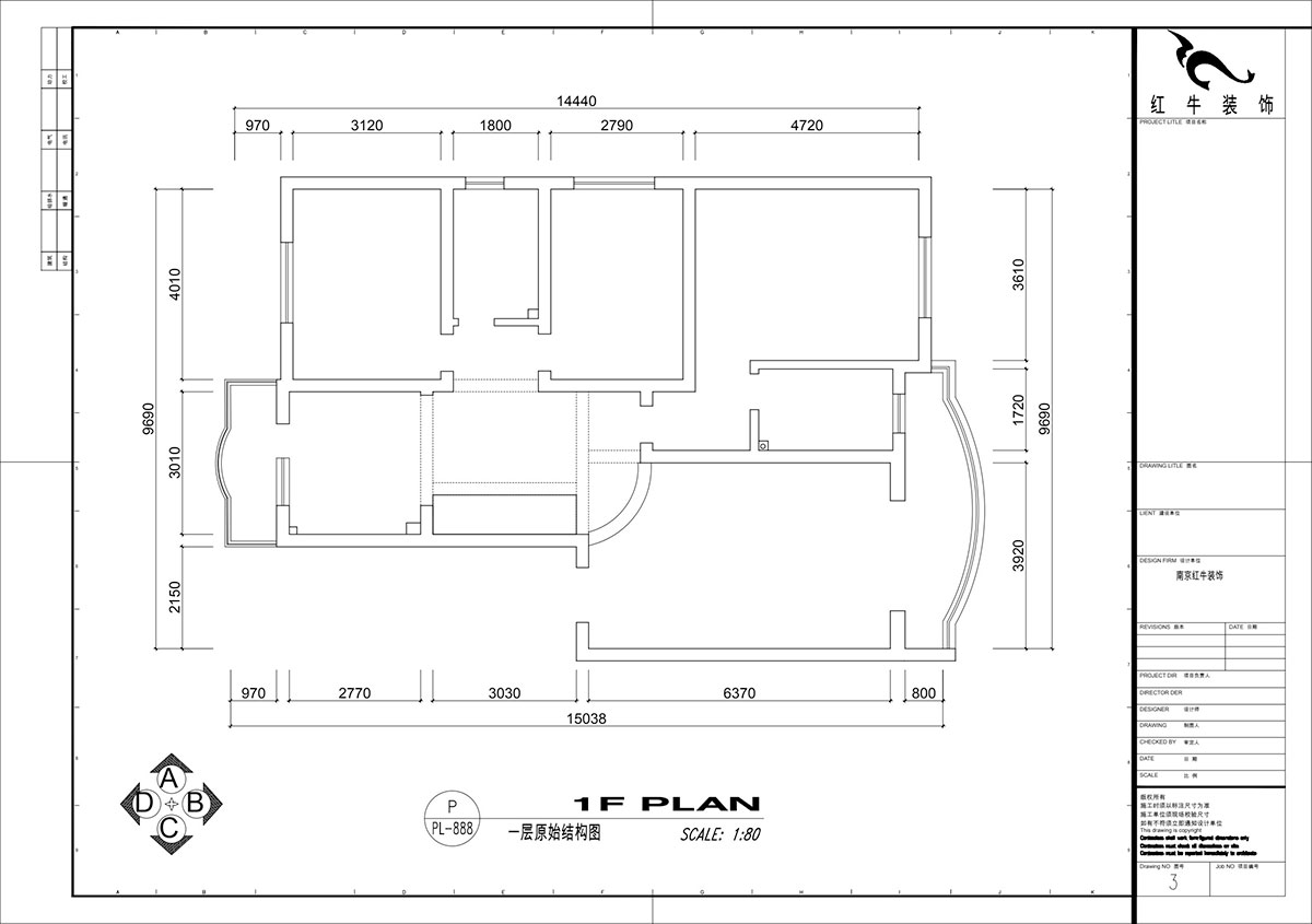 仇美蓉｜梅花山莊36-3-605-132㎡-簡約風格｜3室2廳2衛｜老房裝修｜定制家｜全包18萬｜00_01一層原始框架圖